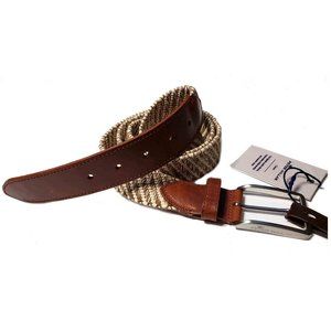 Peter Millar Crown Leather and Cotton Braided Belt Brown Cream Men's Size 44